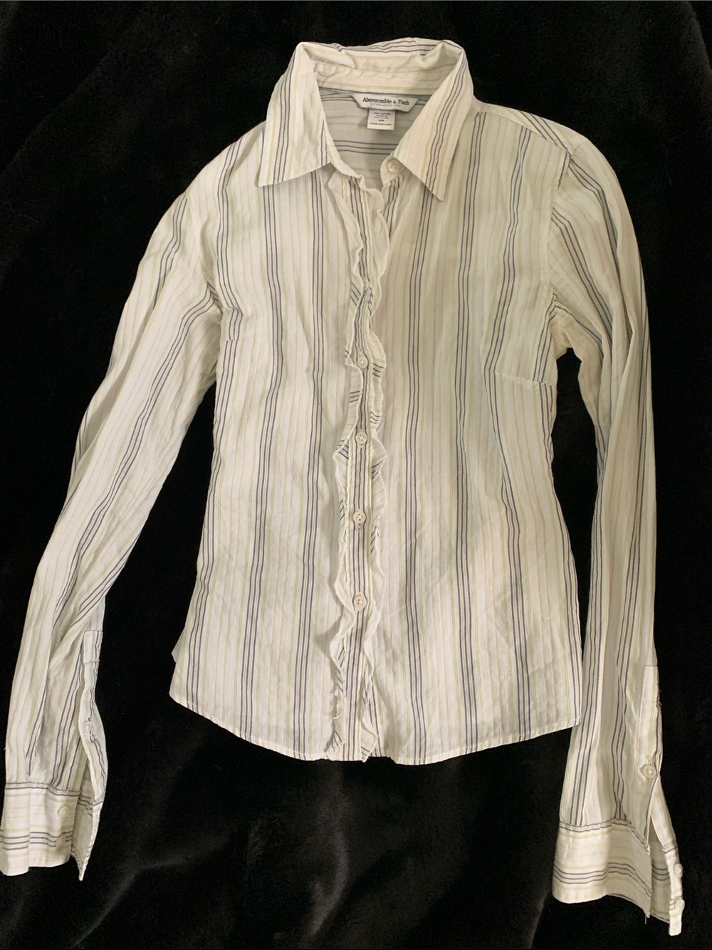 Abercrombie & Fitch sheer Button-Down skinny Shirt with Blue Stripes
